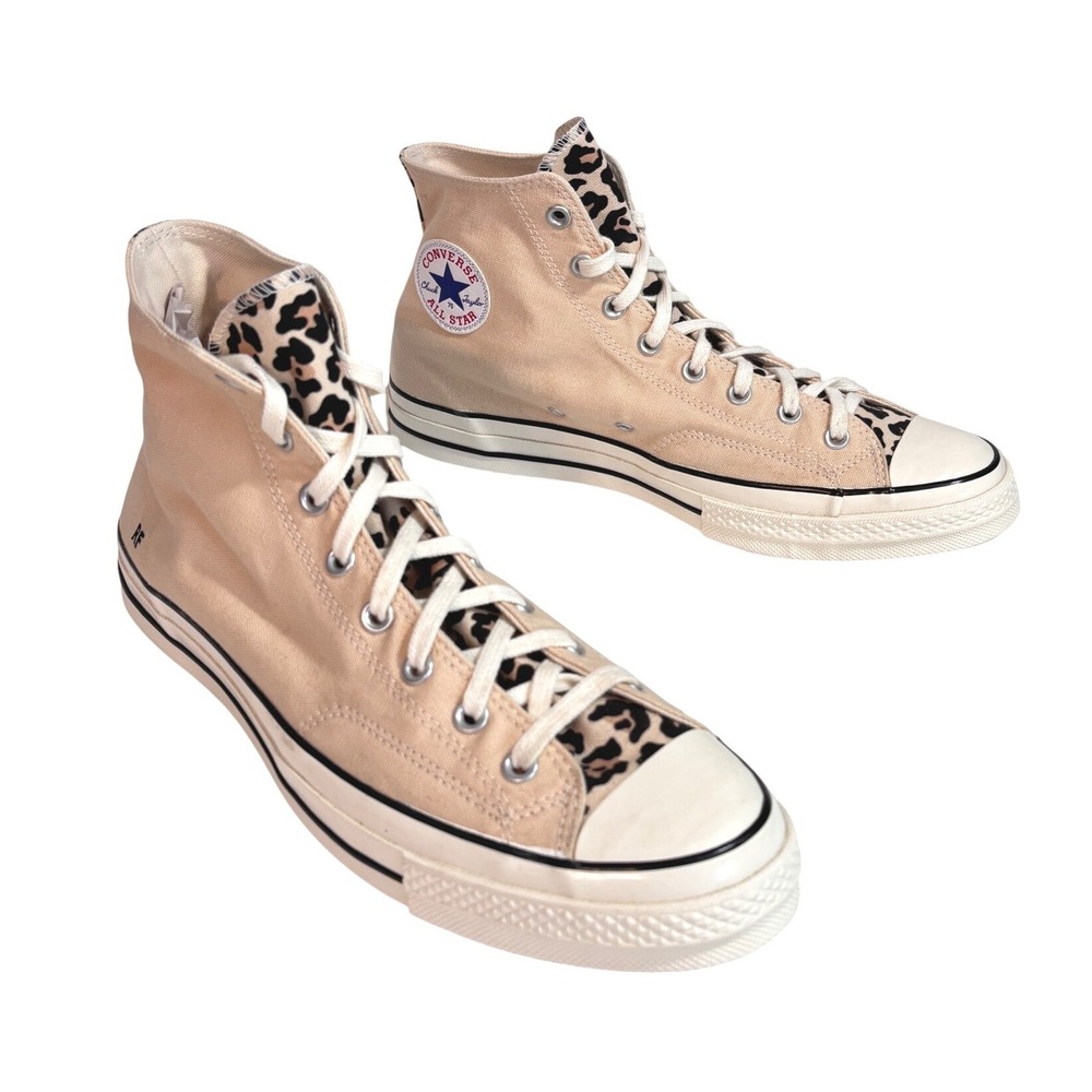 Converse By You Chuck 70 Hi Leopard Print Tan Canvas Sneakers Mens 13 Womens 15